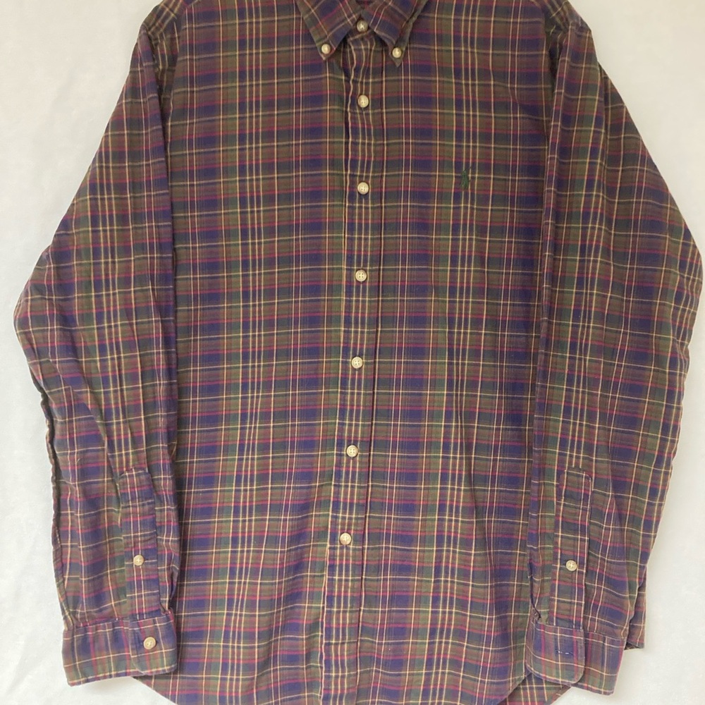 Ralph Lauren MEN’S Casual Button Down Shirt Sz Plaid Pony Embroidere
